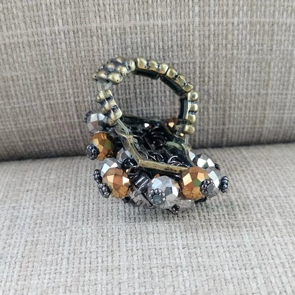 Women Rings Fashion Jewelry Silver/Gold Tone Beads Rings Size Adjustable - Picture 8 of 8